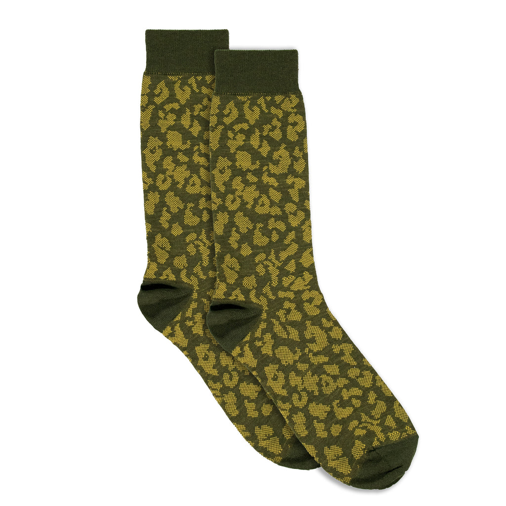 Pine Yellow Printed Wool Socks