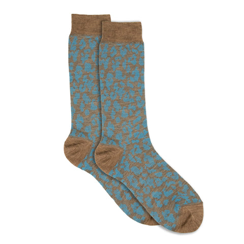 Khaki Printed Wool Socks