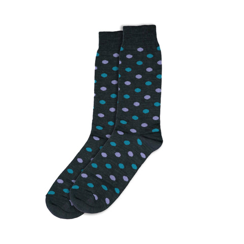 Large Dots on Charcoal Wool Socks