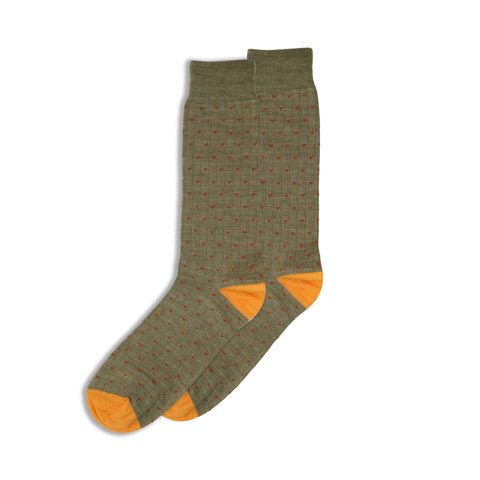 Red Motif on Ginger Wool Socks