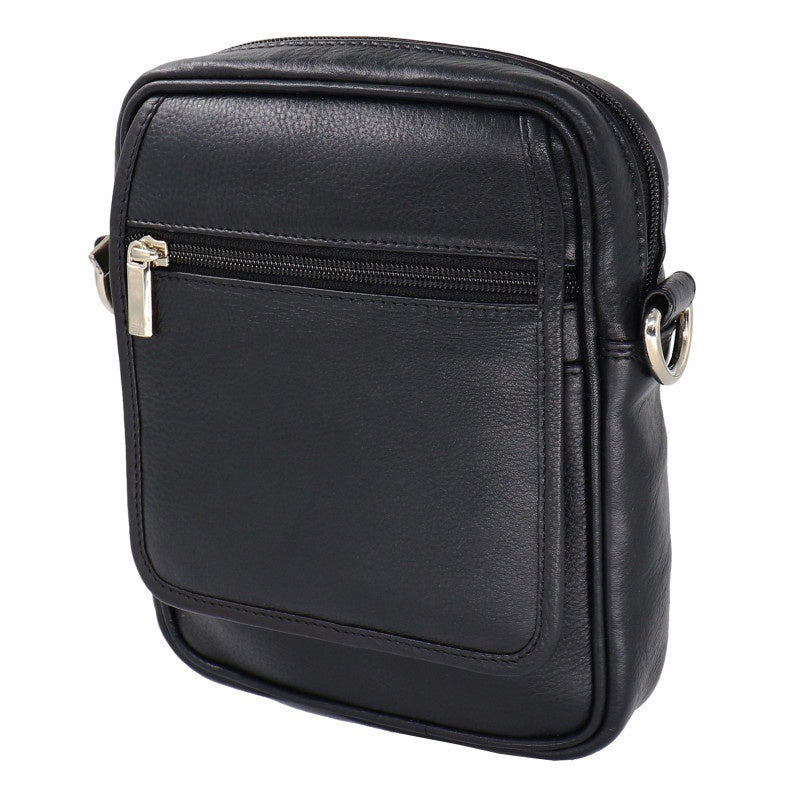 Bag Leather Messenger Portrait Black