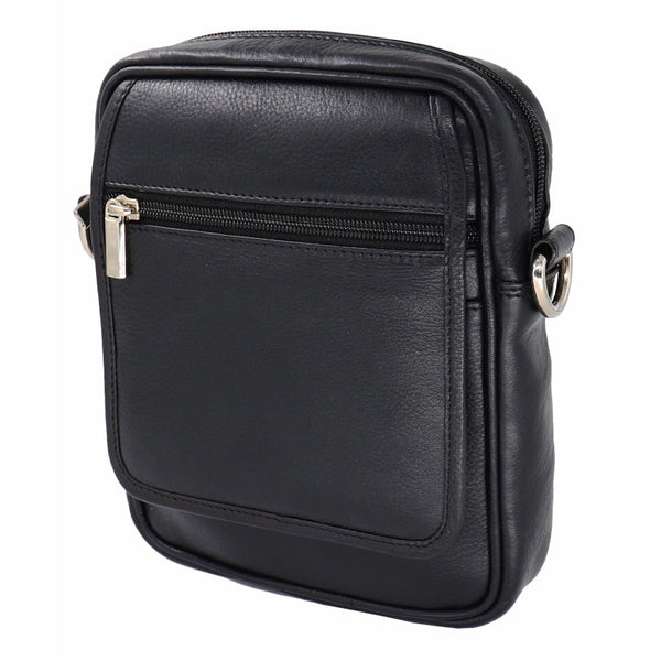 Bag Leather Messenger Portrait Black