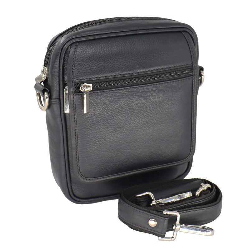 Bag Leather Messenger Portrait Black