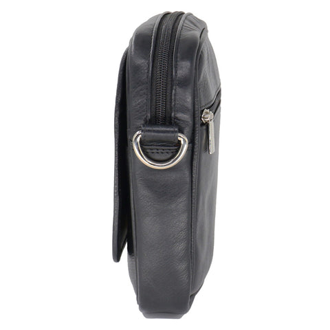 Bag Leather Messenger Portrait Black