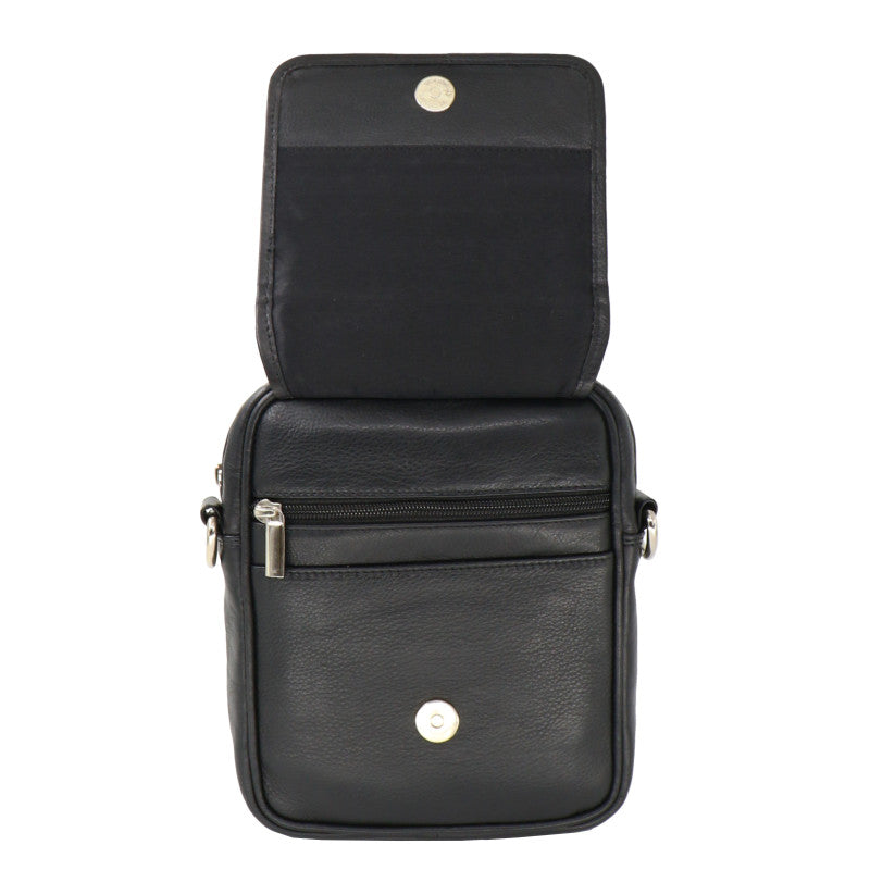 Bag Leather Messenger Portrait Black