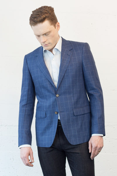 Cobalt Check Linen Blazer