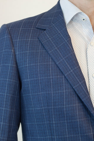 Cobalt Check Linen Blazer