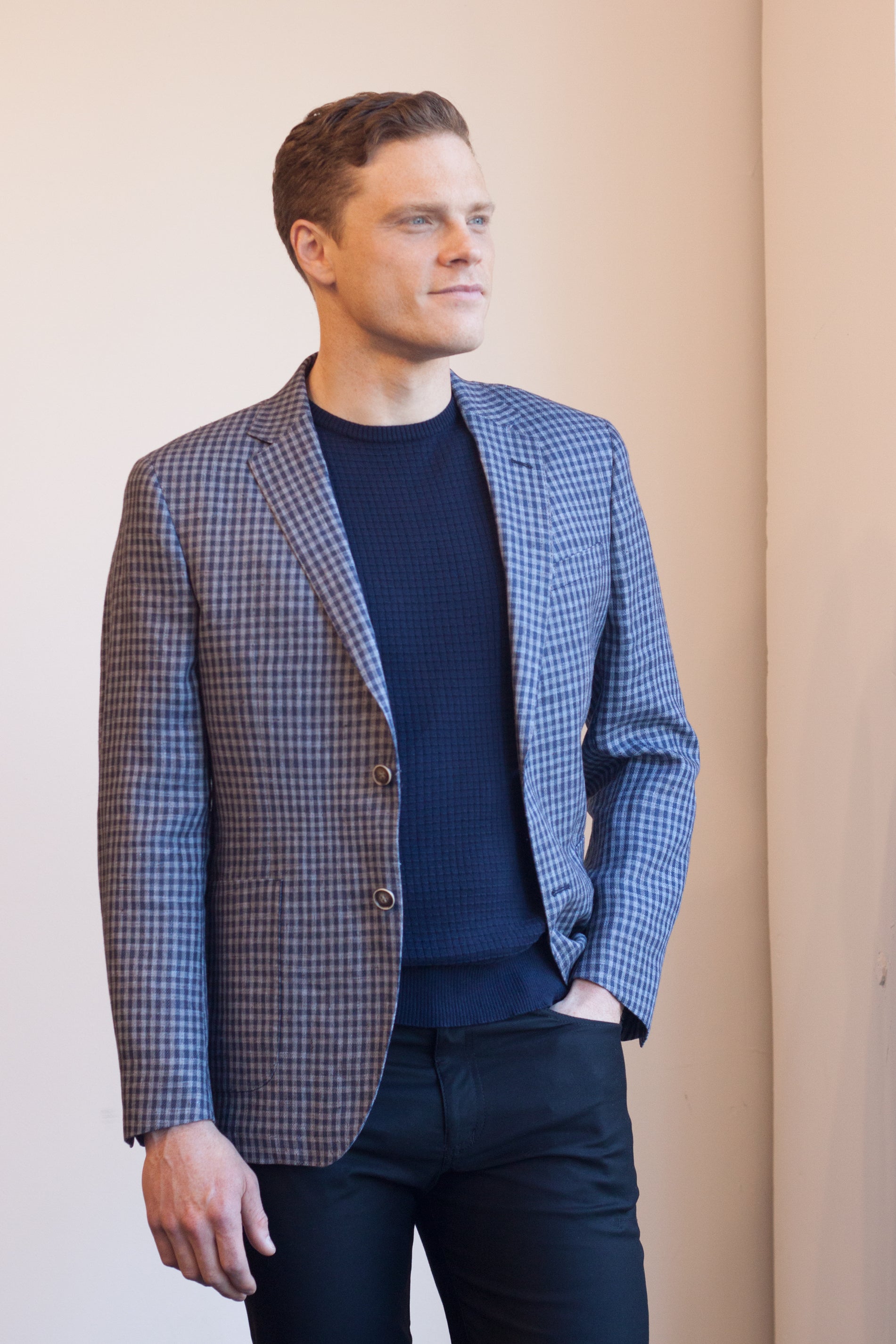 GIB Blazer Linen Gingham - Mandatory NZ