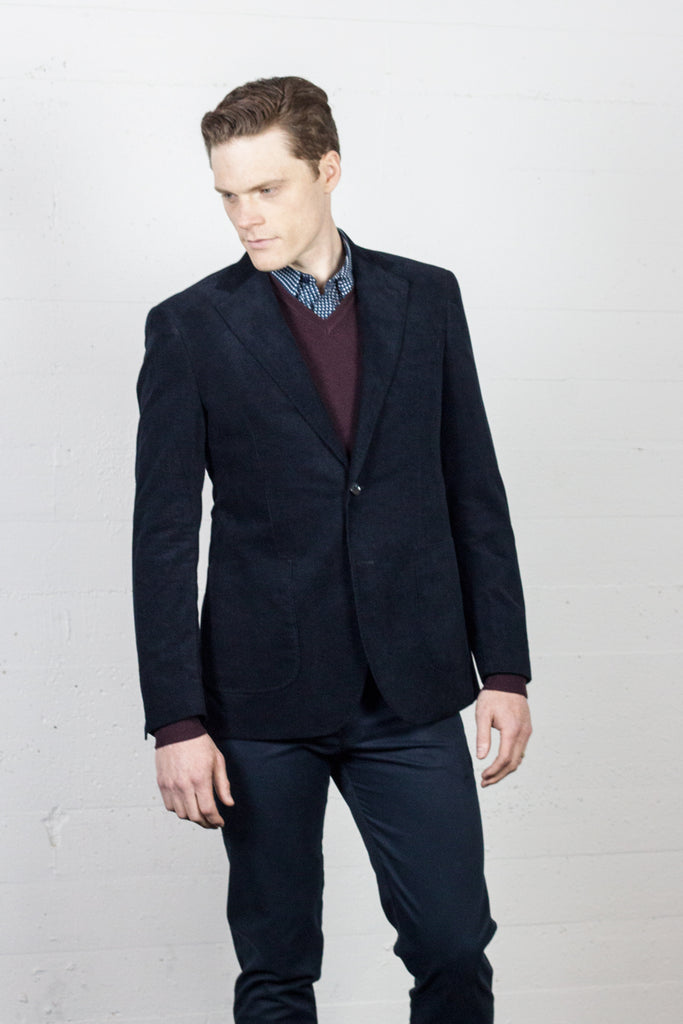 JB Navy Velvet Cord Blazer