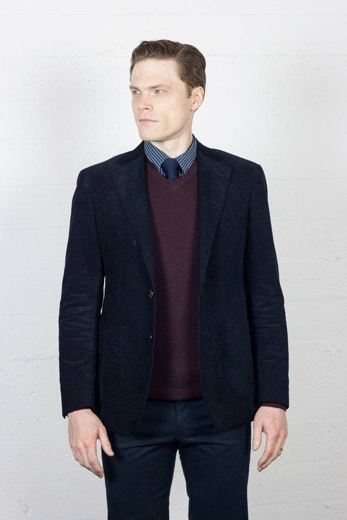 JB Navy Velvet Cord Blazer