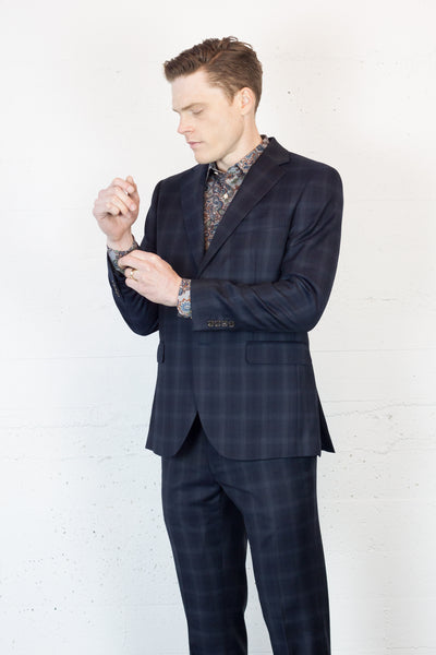 JB Deep Blue Check Suit 104R