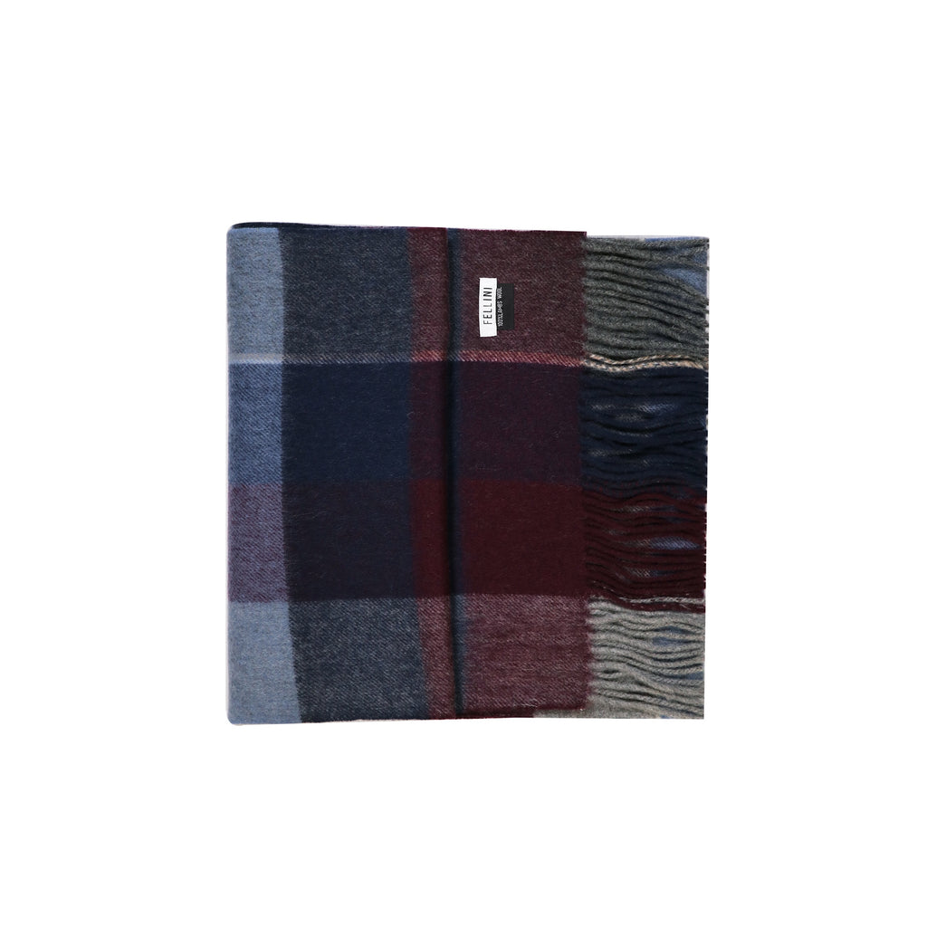 Scarf Lambswool Red + Navy Squares