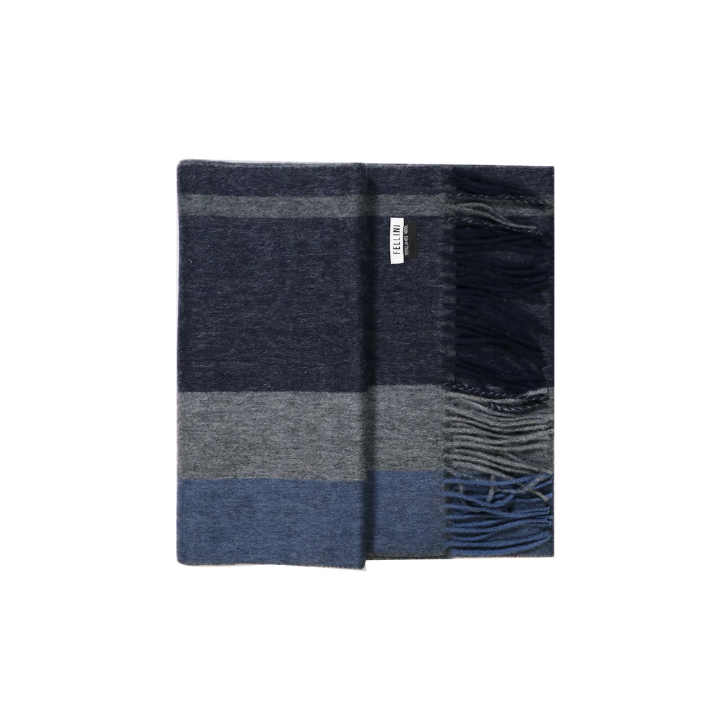 Scarf Lambswool Heavy Stripe Blues