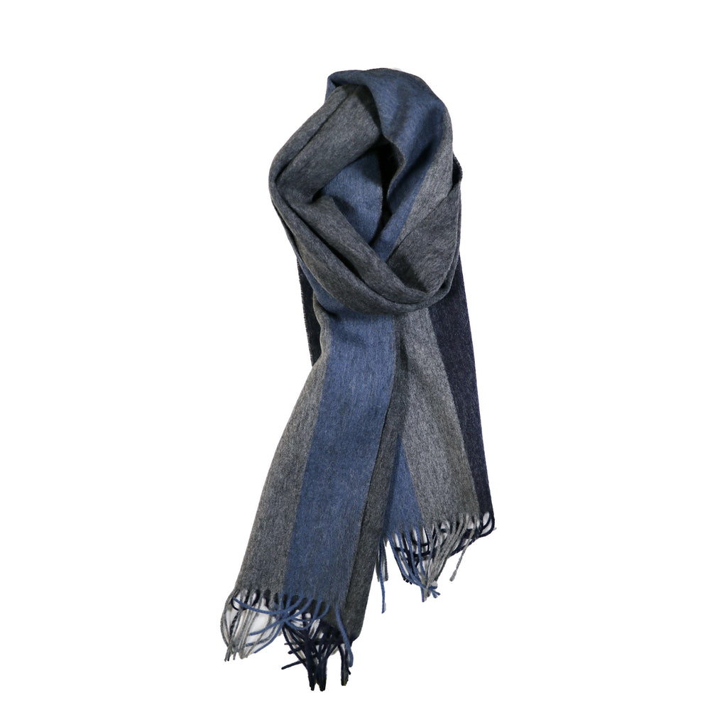 Scarf Lambswool Heavy Stripe Blues