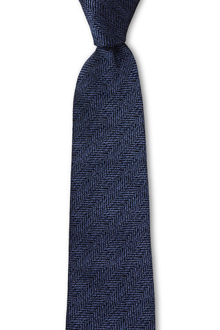 CAM Tie Herringbone Blue