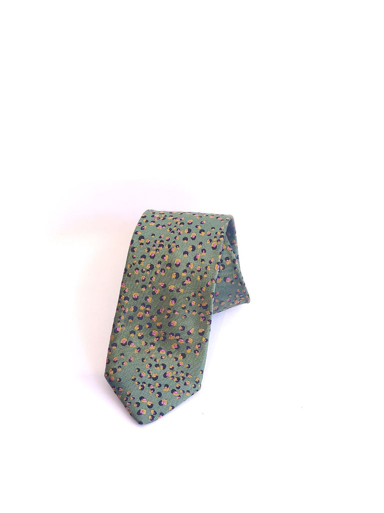 Pierre Cardin Tie Green Leopard