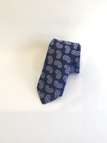 Fellini Tie Navy Pink Paisley