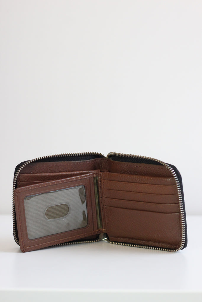 Wallet RFID Zip Around Tan