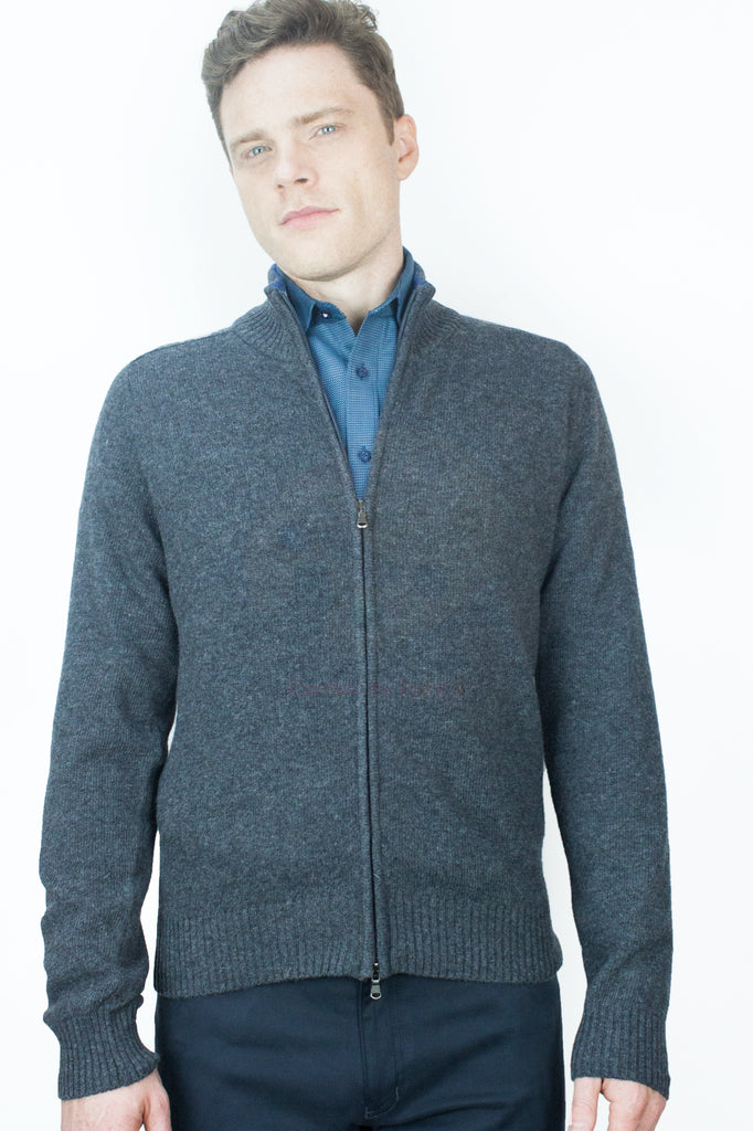 Lambswool Zip Grey Marl Jumper