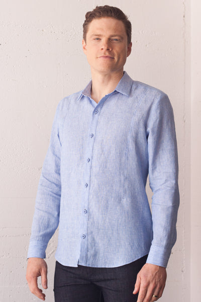 Tux Shirt Sky Linen