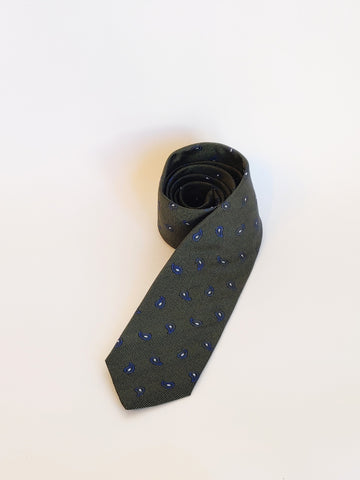 Tie Monti Castello Green Navy Mini Paisley