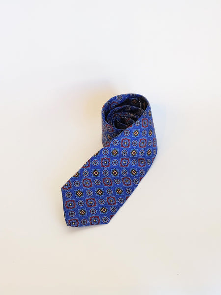 Tie Monti Castello Blue Printed Mosaic