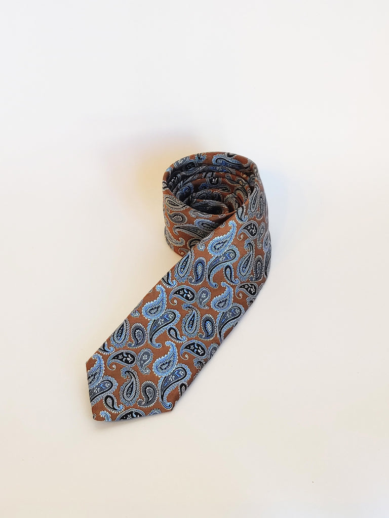 Tie Monti Castello Ice Blue Bronze Paisley