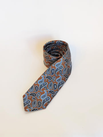 Tie Monti Castello Ice Blue Bronze Paisley