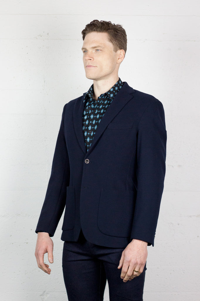 Knit Blend Navy Blazer