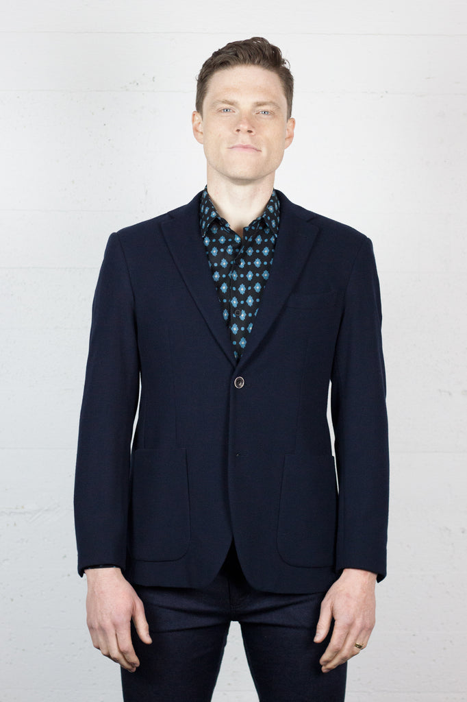 Knit Blend Navy Blazer