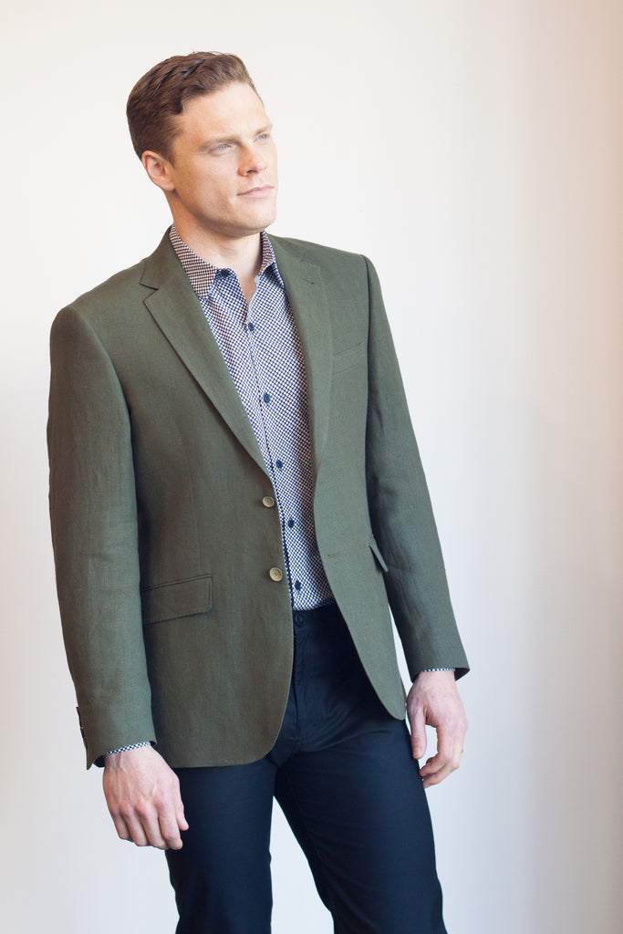 Cam Blazer Olive Grove Linen