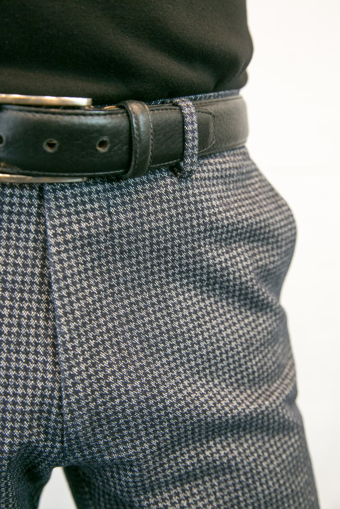 Navy Houndstooth Trousers