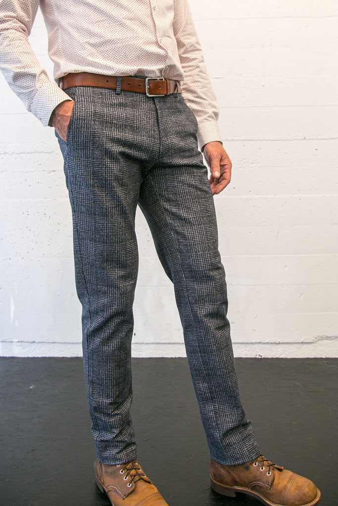Navy Plaid Trousers