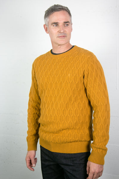Florentino Mustard Cable Knit Crew
