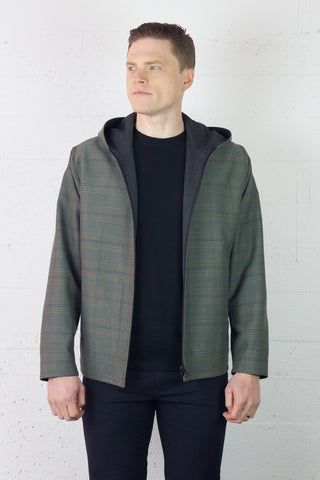 Reversible Jacket Charcoal Birdseye/Sage Check