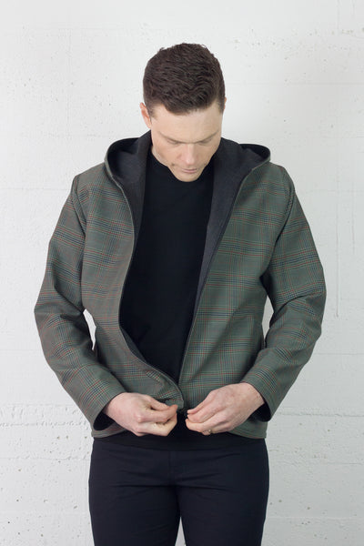 Reversible Jacket Charcoal Birdseye/Sage Check