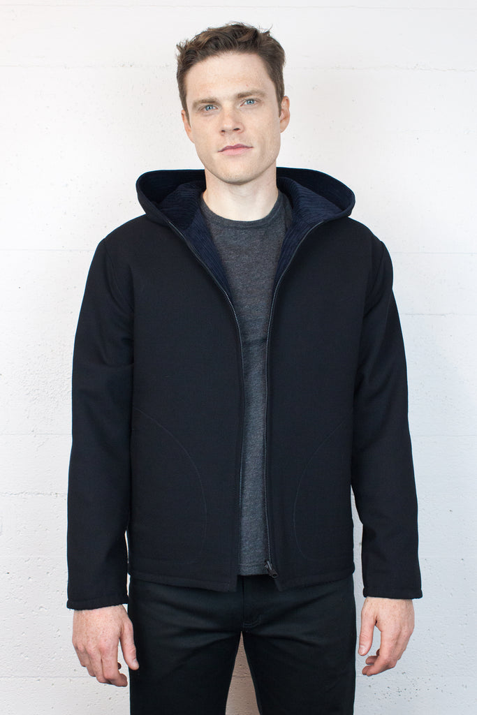 Navy Cord/Black Wool Reversible Jacket