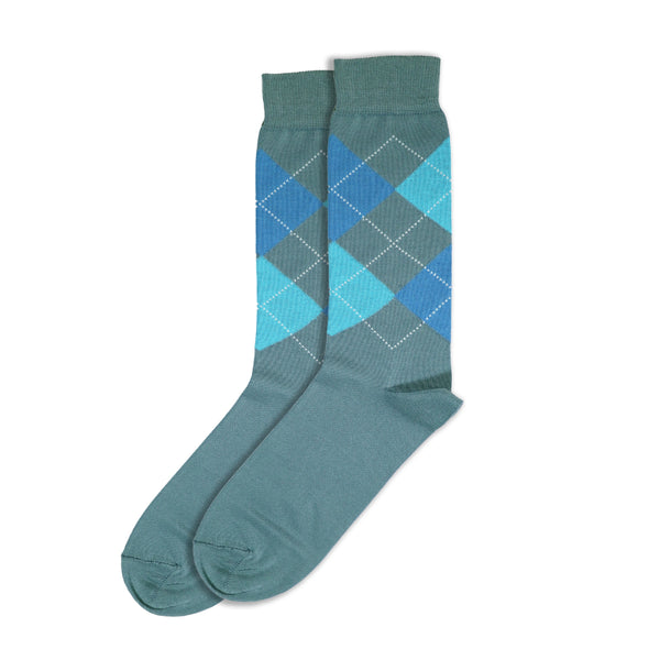 Aqua Argyle Cotton Socks