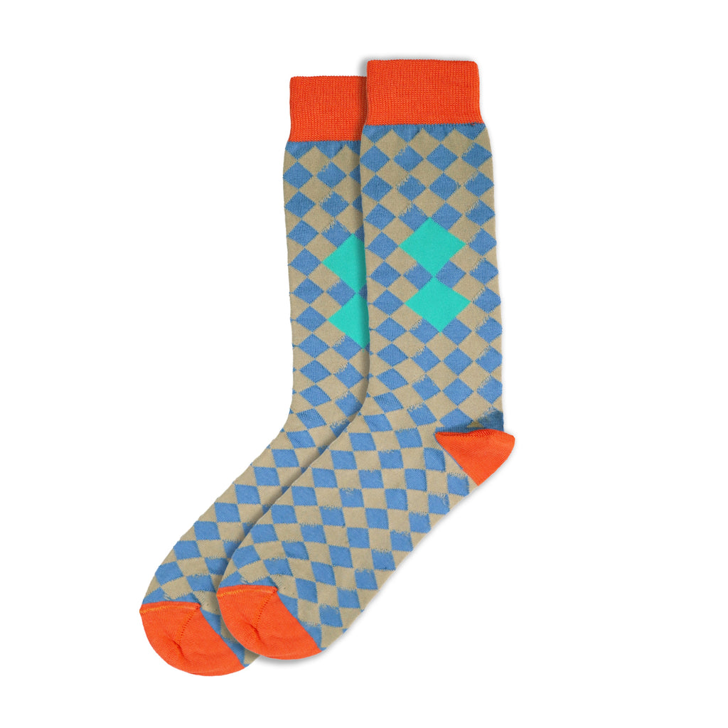 Aqua Diamonds Cotton Socks