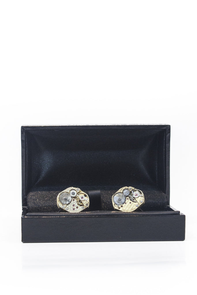 Gold Cog Hexagon Cufflinks