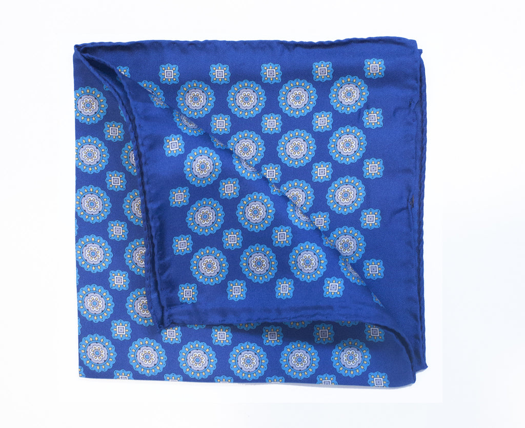 Blue Tile Pocket Square